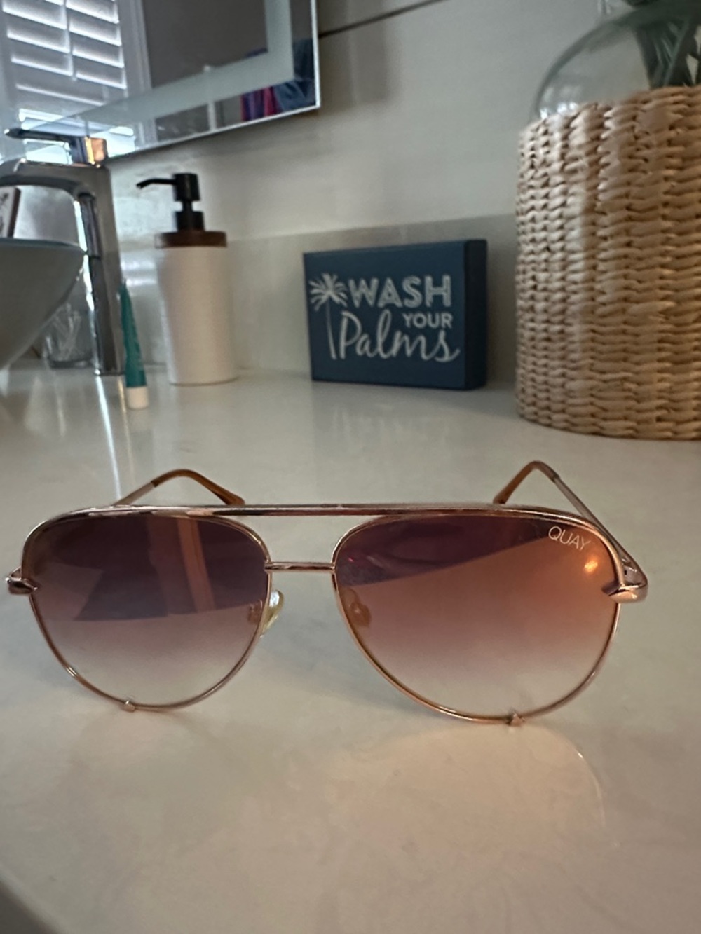 Quay Australia ombré Rose Gold Gradient Aviator Sunglasses
